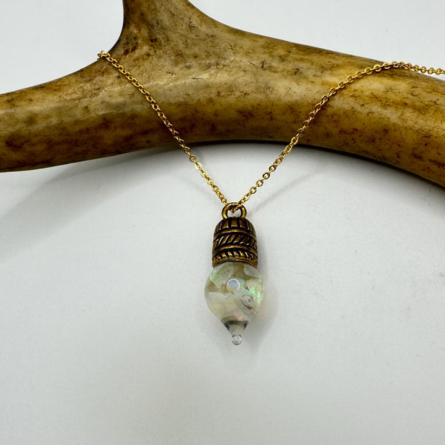 Vintage White Fire Floating Opal Necklace Gold Filled