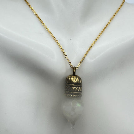 Vintage White Fire Floating Opal Necklace Gold Filled