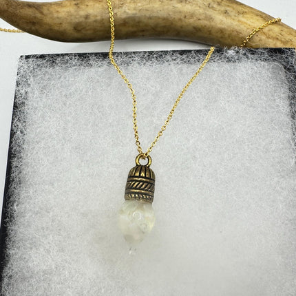 Vintage White Fire Floating Opal Necklace Gold Filled