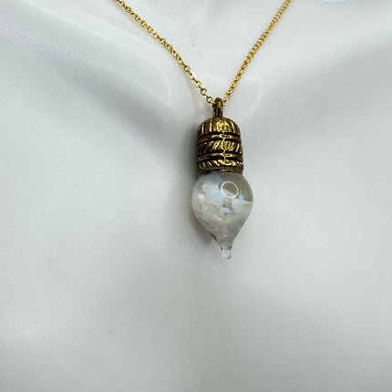 Vintage White Fire Floating Opal Necklace Gold Filled