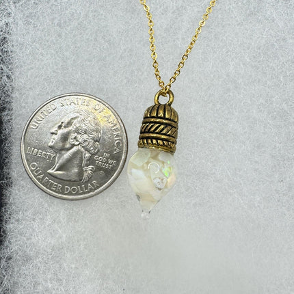 Vintage White Fire Floating Opal Necklace Gold Filled