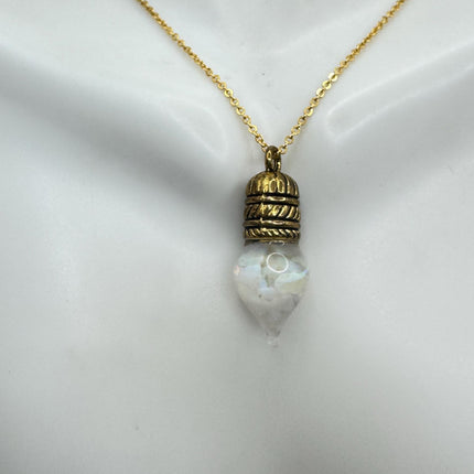 Vintage White Fire Floating Opal Necklace Gold Filled