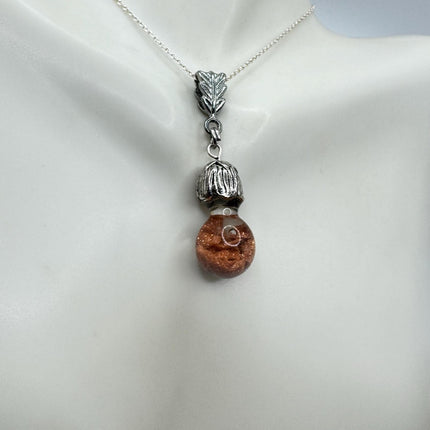Vintage Floating Gold Sandstone Choker Silver Necklace