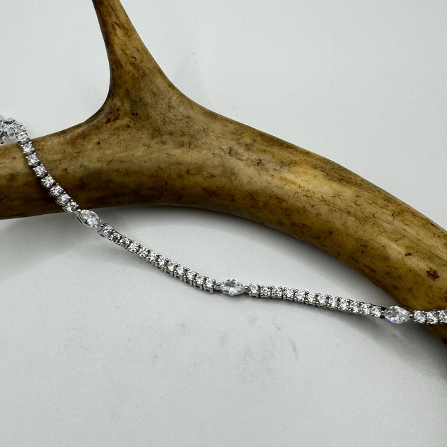Vintage Tennis Bracelet | Crystal Diamond Cubic Zirconia | 925 Sterling Silver