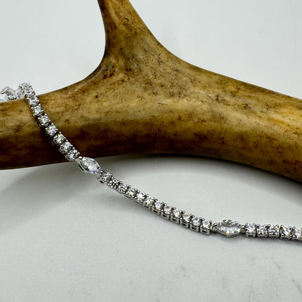 Vintage Tennis Bracelet | Crystal Diamond Cubic Zirconia | 925 Sterling Silver