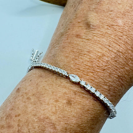 Vintage Tennis Bracelet | Crystal Diamond Cubic Zirconia | 925 Sterling Silver