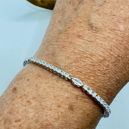 Vintage Tennis Bracelet | Crystal Diamond Cubic Zirconia | 925 Sterling Silver