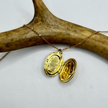 Vintage Gold Filled Cameo Photo Locket Necklace