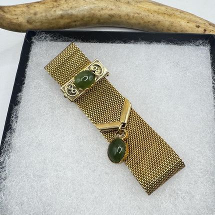 Vintage Green Jade Gold Filled Bracelet - Minimal Everyday Layered Stacking - Dainty Simple Design