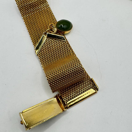 Vintage Green Jade Gold Filled Bracelet - Minimal Everyday Layered Stacking - Dainty Simple Design