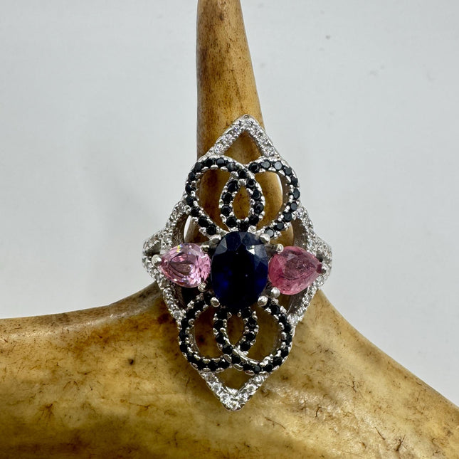 Vintage Blue Sapphire Ring: 925 Sterling Silver