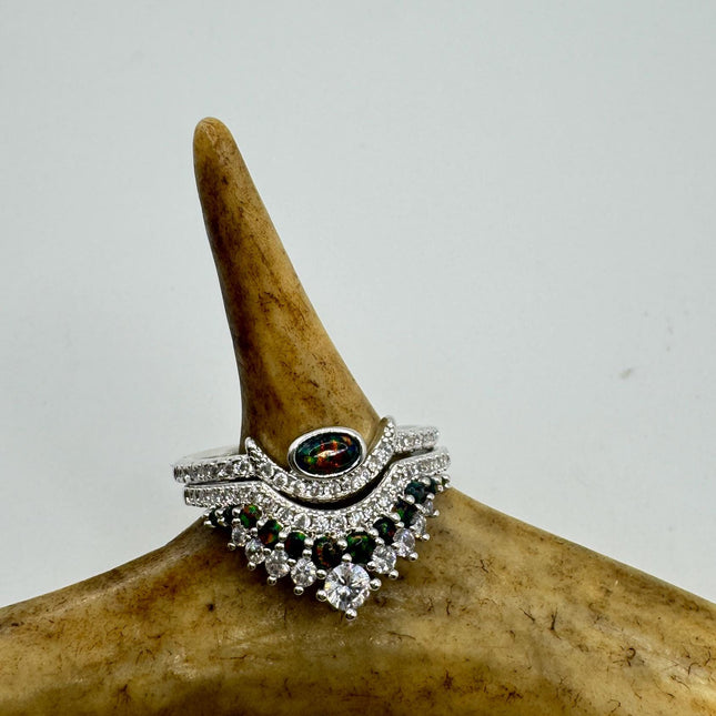 Vintage Blue Fire Opal Sterling Silver Ring: Promise, Wedding, Stacking