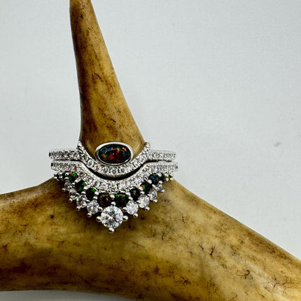 Vintage Blue Fire Opal Sterling Silver Ring: Promise, Wedding, Stacking
