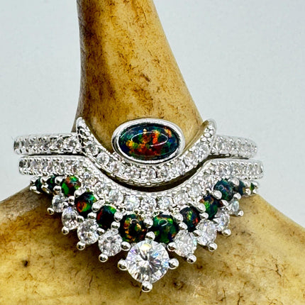 Vintage Blue Fire Opal Sterling Silver Ring: Promise, Wedding, Stacking