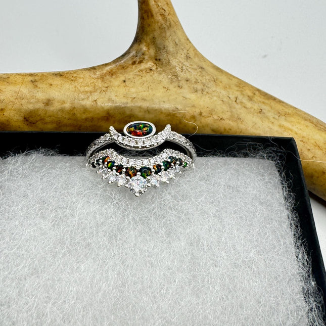 Vintage Blue Fire Opal Sterling Silver Ring: Promise, Wedding, Stacking