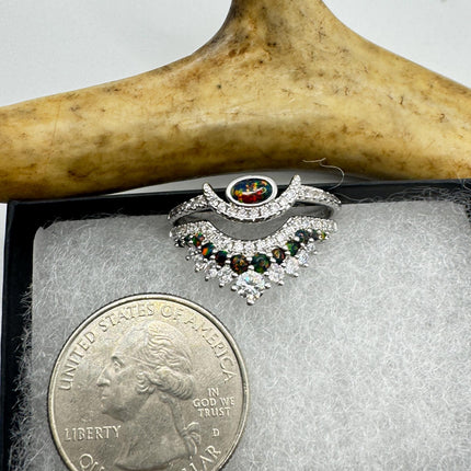 Vintage Blue Fire Opal Sterling Silver Ring: Promise, Wedding, Stacking