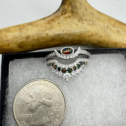 Vintage Blue Fire Opal Sterling Silver Ring: Promise, Wedding, Stacking