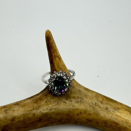 Vintage Mystic Blue Topaz Ring: Sterling Silver Engagement Promise