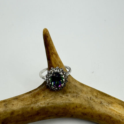 Vintage Mystic Blue Topaz Ring: Sterling Silver Engagement Promise