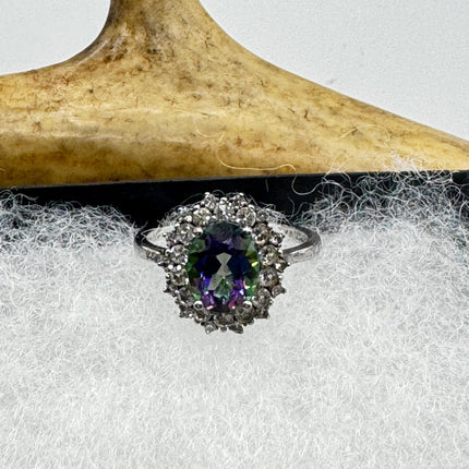 Vintage Mystic Blue Topaz Ring: Sterling Silver Engagement Promise