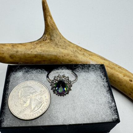 Vintage Mystic Blue Topaz Ring: Sterling Silver Engagement Promise