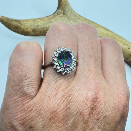Vintage Mystic Blue Topaz Ring: Sterling Silver Engagement Promise