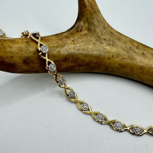 Vintage Gold Tennis Bracelet: Diamond Chip Infinity, Sterling Silver