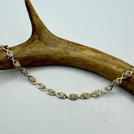 Vintage Gold Tennis Bracelet: Diamond Chip Infinity, Sterling Silver