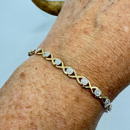 Vintage Gold Tennis Bracelet: Diamond Chip Infinity, Sterling Silver