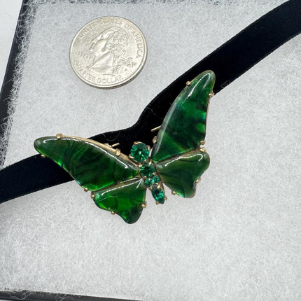 Vintage Green Abalone Butterfly Brooch Pin
