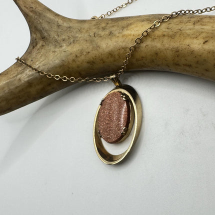 Vintage Goldstone Necklace: Dainty Gold Filled Chain