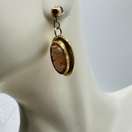 Vintage GF Cameo Earrings - Delicate Gold Design for Everyday Wear