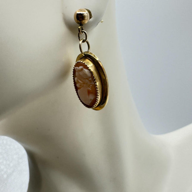 Vintage GF Cameo Earrings - Delicate Gold Design for Everyday Wear
