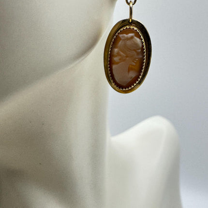 Vintage GF Cameo Earrings - Delicate Gold Design for Everyday Wear