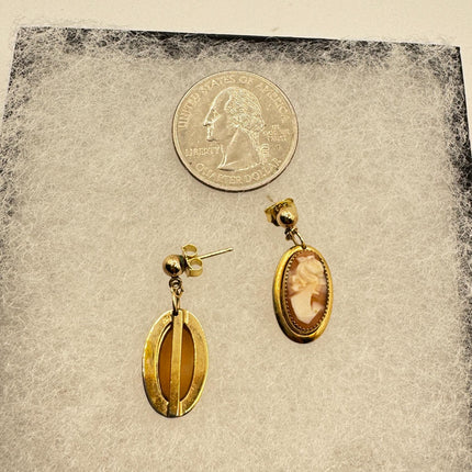 Vintage GF Cameo Earrings - Delicate Gold Design for Everyday Wear