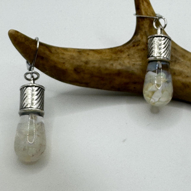 Vintage White Fire Floating Opal Earrings 925 Sterling Silver Lever backs