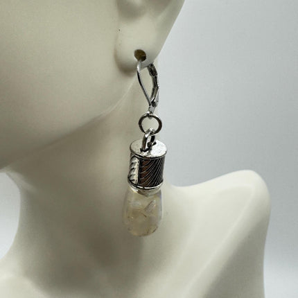 Vintage White Fire Floating Opal Earrings 925 Sterling Silver Lever backs