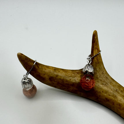 Vintage Fire Floating Goldstone Earrings - Gold 925 Sterling Silver