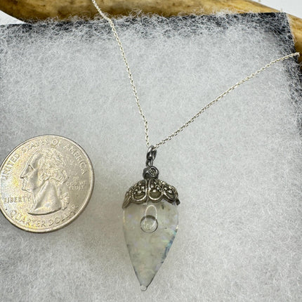 Vintage White Fire Floating Opal Necklace Sterling Silver