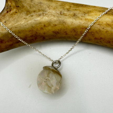 Vintage White Fire Floating Opal Necklace Sterling Silver