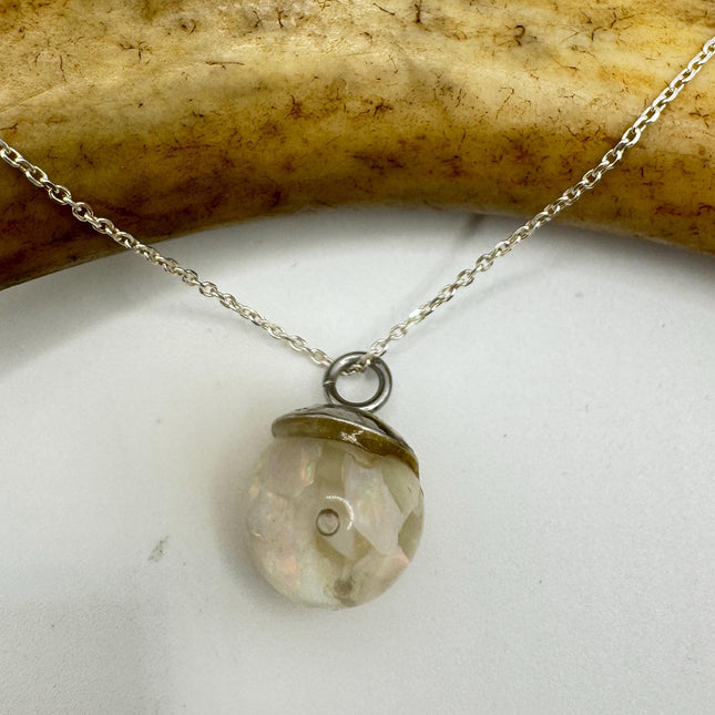Vintage White Fire Floating Opal Necklace Sterling Silver