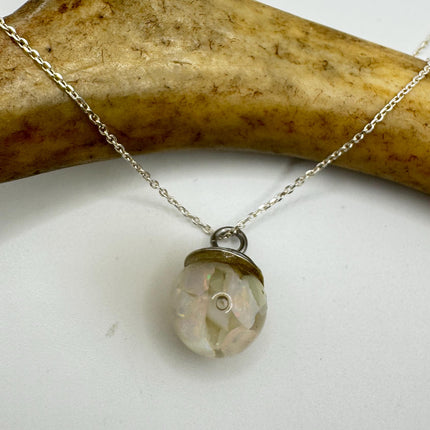 Vintage White Fire Floating Opal Necklace Sterling Silver