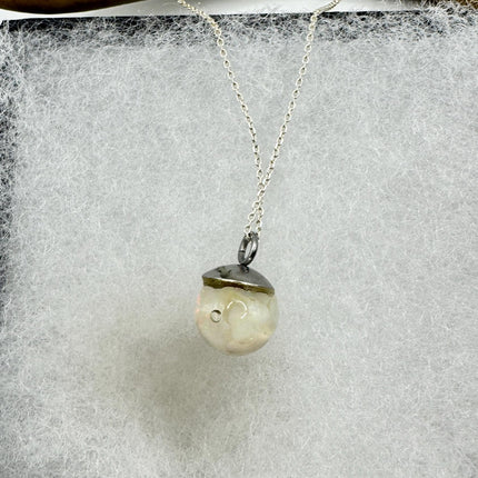 Vintage White Fire Floating Opal Necklace Sterling Silver