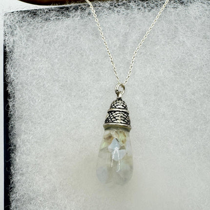Vintage White Fire Floating Opal Necklace Sterling Silver