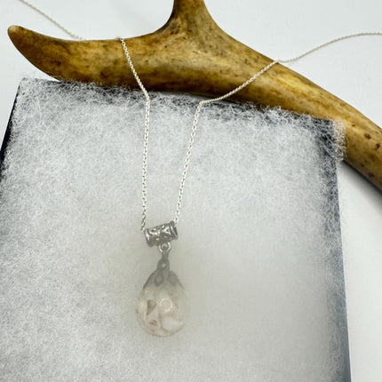 Vintage White Fire Floating Opal Necklace Sterling Silver