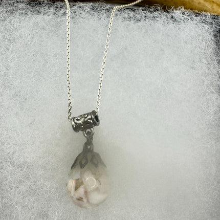 Vintage White Fire Floating Opal Necklace Sterling Silver