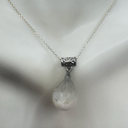 Vintage White Fire Floating Opal Necklace Sterling Silver