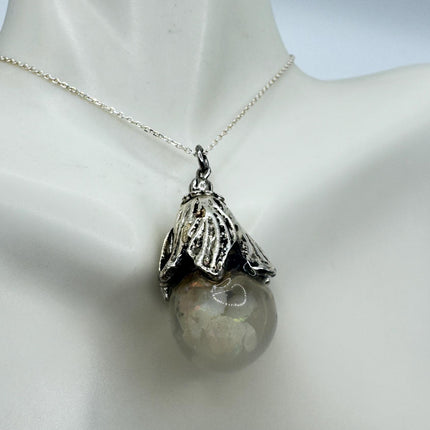 Vintage White Fire Floating Opal Necklace Sterling Silver