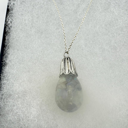 Vintage White Fire Floating Opal Necklace Sterling Silver