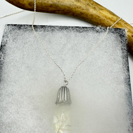 Vintage White Fire Floating Opal Necklace Sterling Silver